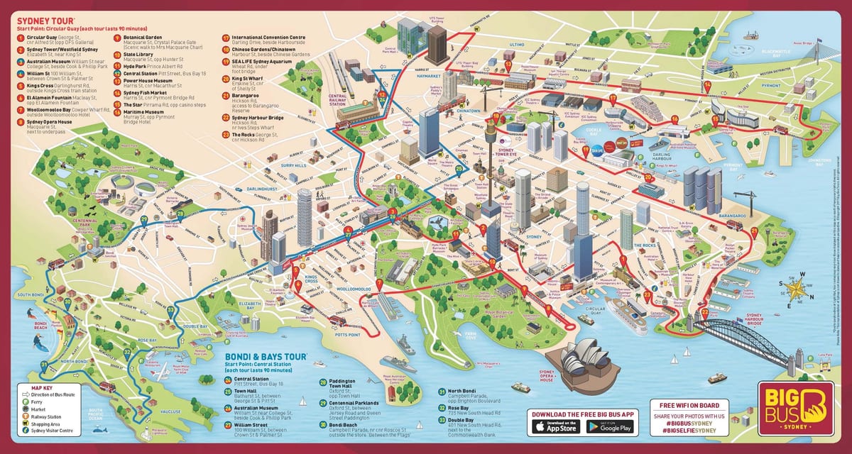 悉尼地图 大巴士