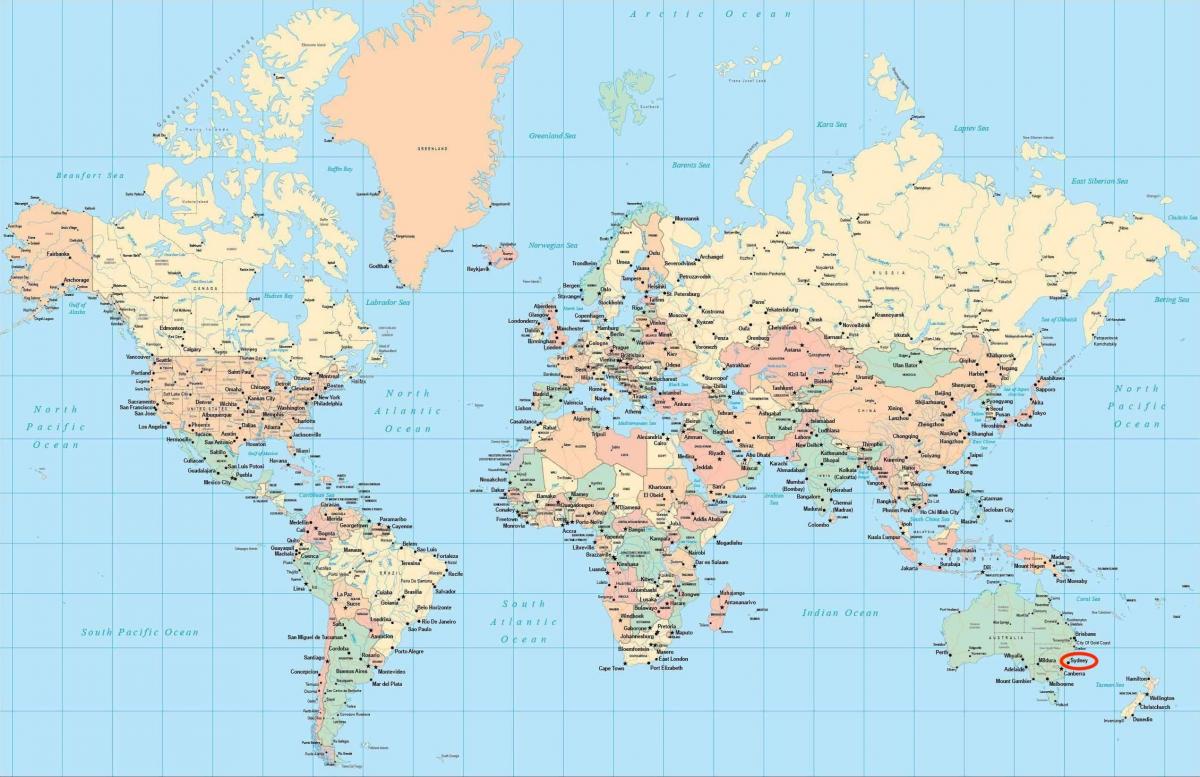 悉尼在世界地图上的位置