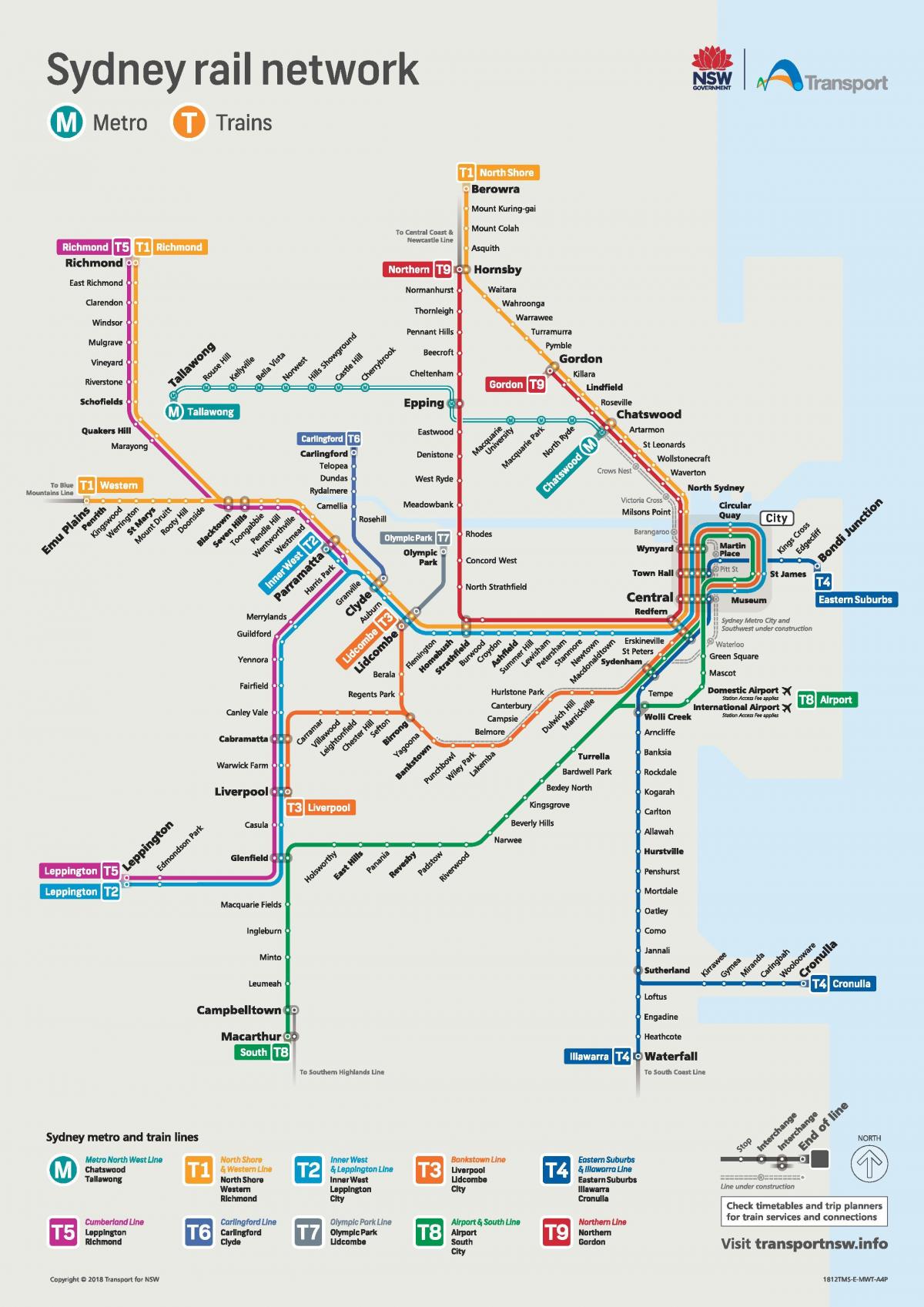 悉尼地铁站地图