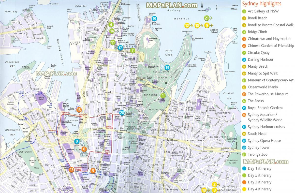 悉尼景点地图